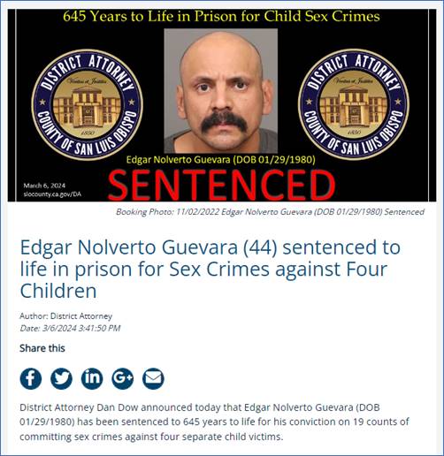 EDGAR NOLVERTO GUEVARA SENTENCED LIFE IN PRISON