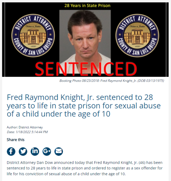 Fred Raymond Knight Jr Sentenced