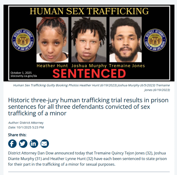 HUMAN SEX TRAFFICKING SENTENCED