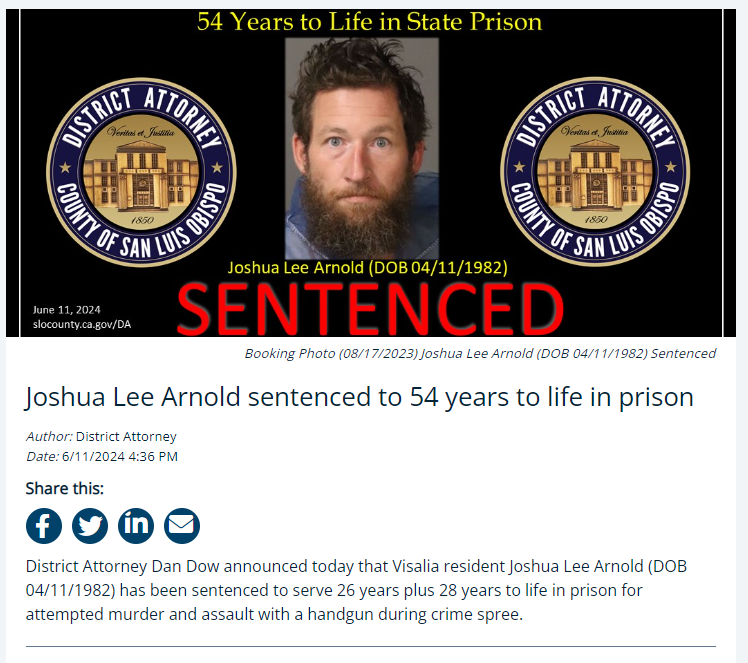 Visalia Man Sentenced to Life in Prison For Attempted Murder in SLO 6. ...