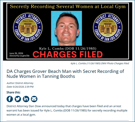 KYLE COMBS FILES CHARGED