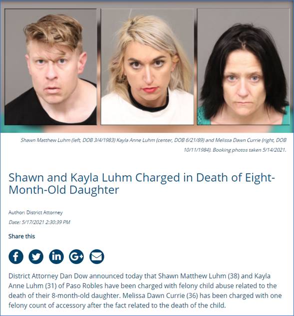 Luhms murder 8 month old daughter