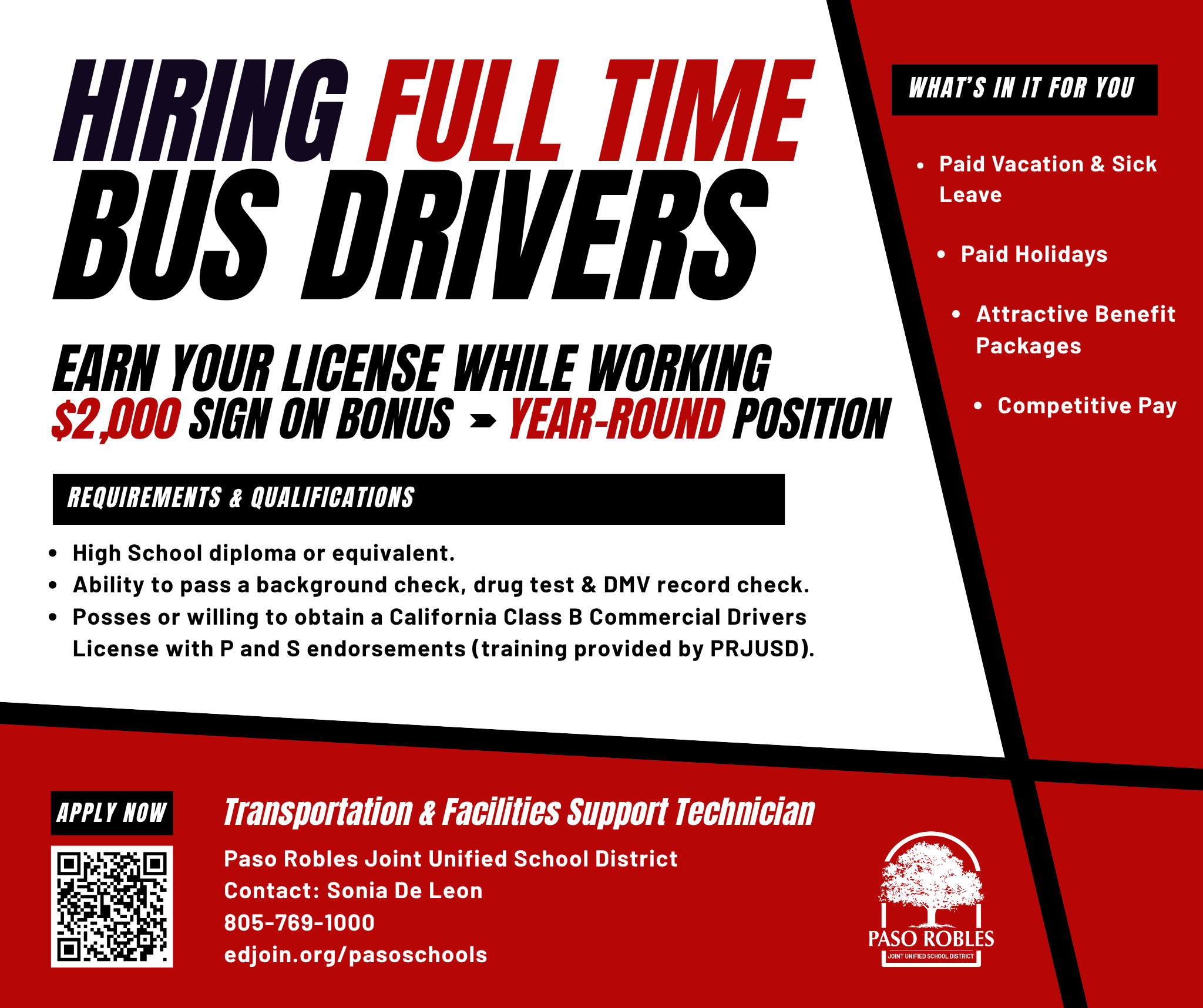 Paso Robles School District Launches Year-Round Bus Driver Position 10. ...