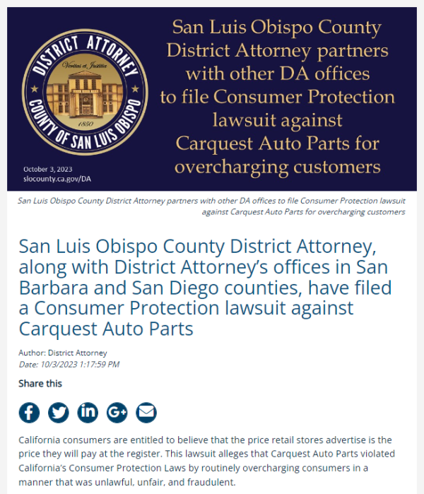 SLO DA Fie Consumer Protection Lawsuit